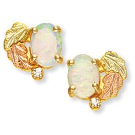 Click here to buy Landstrom's� 10K Black Hills Gold Earrings with Diamond and Opal by LANDSTROM'S.