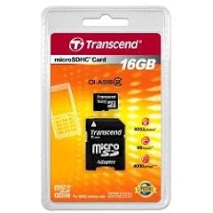 Transcend Micro SDHC 16GB Class 2 Speicherkarte mit SD Adapter