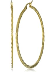 18k Gold Plated Stainless Steel Striped Hoop Earrings