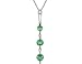 Emerald and Diamond Gemstone Three Stone Necklace in White Gold with Chain