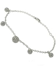 Ladies Silver Bracelet with White Disco Ball