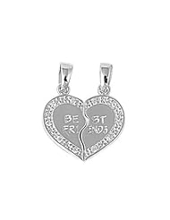 20mm Sterling Silver" Best Friends " Heart Pendant Valentines Day w/ chain