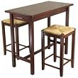 3pc Kitchen Island Table with 2 Rush Seat Stools; 2 cartons By Winsome Furniture