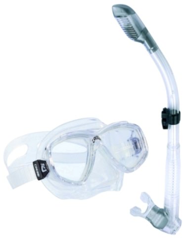 Scuba Diving Snorkeling Dive Mask and 100% Totaly Dry Snorkel with Purge Valve (Made by Cressi)