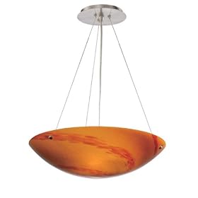 Milano - 3 Light Pendant Lighting Fixture - Brushed Nickel - Orange Lava Swirl Glass -... by Vaxcel Lighting