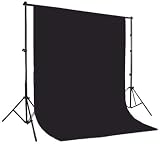 CowboyStudio Photography 10 X 12ft Black Muslin Backdrop with Support System and Carry Bag