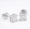 14K White Gold Princess Cut Diamond Screwback Stud Diamond Earrings (0.55ctw, H-I, I1) Direct Factory Prices!!