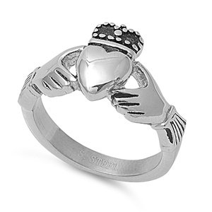 STR-0005 Stainless Steel Claddagh Ring; Comes With Free Gift Box