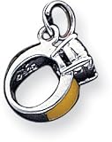 Engagement Ring Enameled Charm, Sterling Silver