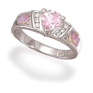 CZ and Synthetic Opal Ring