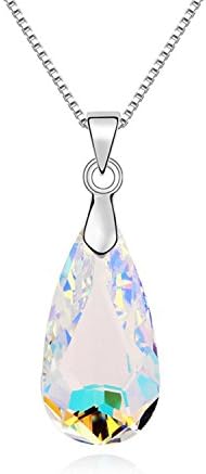 Women's Teardrop Pendant Swarovski Elements Crystal Charm Choker Necklace For Women Girls Parati Jewelry, White