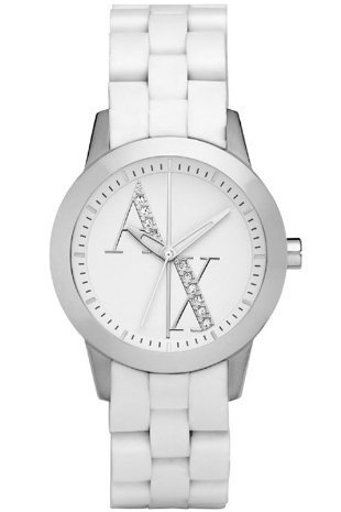 Armani Exchange Ladies White Silicone Covered Stainless Steel Watch Armani Exchange Ladies White Silicone Covered Stainless Steel Watch