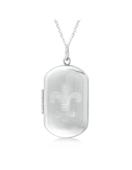 Vintage Shaped Fleur De Lis Design Locket Necklace Sterling Silver