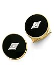14k Gold and Onyx Round Cufflinks