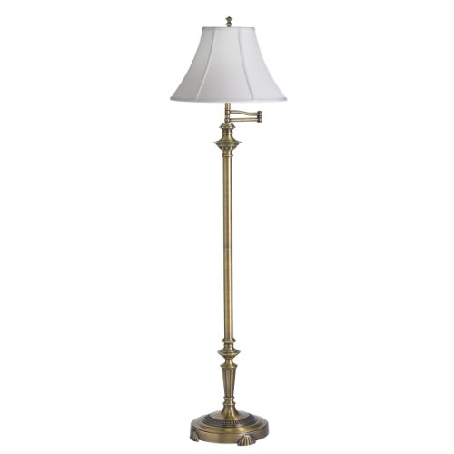 Kichler Lighting 7021514 New Traditions 57-Inch Portable Swing Arm Floor Lamp, Classic Antique Brass with Light Sand Soft Back Shade