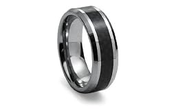 Tungsten Carbide Ring High Polish with Black Carbon Fiber Inlay 8mm