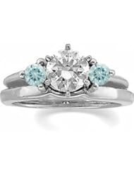 Ann Harrington Jewelry 14k White Gold 1/3 Ct Tw Aqua Blue Diamond Ring Wrap