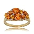 Citrine, Orange Spinel & Diamond Cluster Ring in Yellow Gold