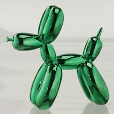 Balloon Dog Figurine Statue Home Decor - Miniature Size - Green Metallic Finished