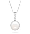 18" 18k White Gold Diamond Drop & White South Sea Pearl