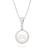 18 18k White Gold Diamond Drop & White South Sea Pearl