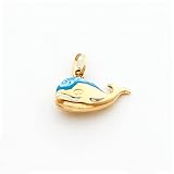Whale Blue And White Enamel Charm, 14K Yellow Gold