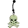 Glow In The Dark Skull and Crossbones Belly Ring