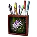 Angel Wings Designs Flowers - Angel Eyelashes White and Purple Flowers Ornate - Tile Pen Holders-5 inch tile pen holder