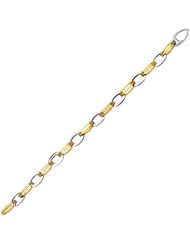 14k Two-Tone Gold Fashion Bracelet with Alternate Style Oval Links