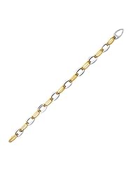 14k Two-Tone Gold Fashion Bracelet with Alternate Style Oval Links