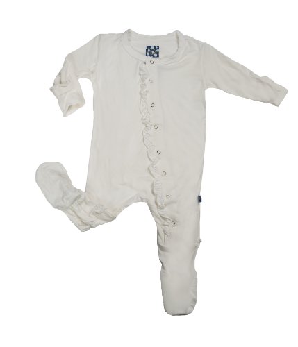 KicKee Pants Baby-Girls Infant Ruffle Footie Pajama Sleeper, Natural White, 3-6 Months