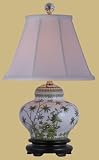 Formal Fine Quality Asian & Oriental Home D&eacute;cor -15" Small Porcelain Palm Tree Jar Desk Lamp