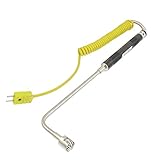 uxcell 熱電対　コイル表面の熱電対　デジタル体温計　エルボプローブ　イエロー　シルバートーン　6mmの直径 Kのタイプ
