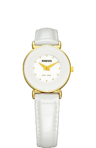 Jowissa Women's J3.019.S Elegance 24 mm Gold PVD White Leather Watch