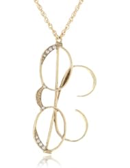 1928 Jewelry Brass Crystal Eyeglass Necklace, 36"