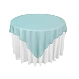 OurWarm Teal Blue Organza Table Overylay Cover Square 72'x72'