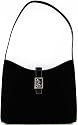Lauren By Ralph Lauren Silk-like Nylon Shoulder Bag with Leather Trim and Straps (Black)