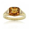 14KT Solid Yellow Gold Ring w/ Orange Citrine Diamond