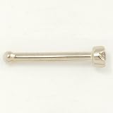 14K White Gold Nose Bone 1.5mm Prong-set: 18g 5/16, Cubic Zirconia Gem