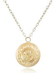 14k Yellow Gold Diamond-Cut Design Puff Disk Pendant Necklace, 18"