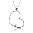 14k White and Rose Gold Pink Diamond Heart Pendant (.05 Ct)
