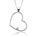14k White and Rose Gold Pink Diamond Heart Pendant (.05 Ct)