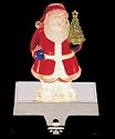 Lighted Santa Holding Christmas Tree Stocking Holder With Silver Base