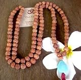 Rudraksha Seed Mala with Turquoise Pendant - 108 Beads 6.5mm
