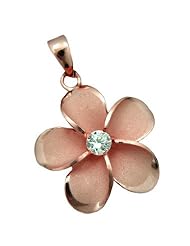 925 Silver Rose Gold Plated 19mm Plumeria Pendant Hawaiian Silver Jewelry