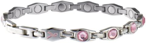 Sabona Lady Executive Ribbon Magnetic Bracelet (Silver/Pink, Small /6.5)