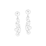 14K White Gold ''Diamond Cut'' Filigree Dangle Earrings