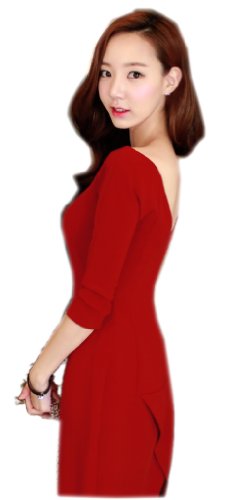 【マゴタマハート】 レディース  ドレス チュニック ワンピース １カラー ３サイズ タイト ひざ丈  ７分袖 レース スリム CO-0044