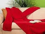 Decke mit Ärmel, aus kuscheligem Micro-Polarfleece - Decke - Kuscheldecke -  / weinrot -  Freie Hände und warme Füße- Maße - 150 x 250 cm