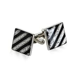 Diamond Dust Diagonal Black and Silver Cufflinks with Presentation Box